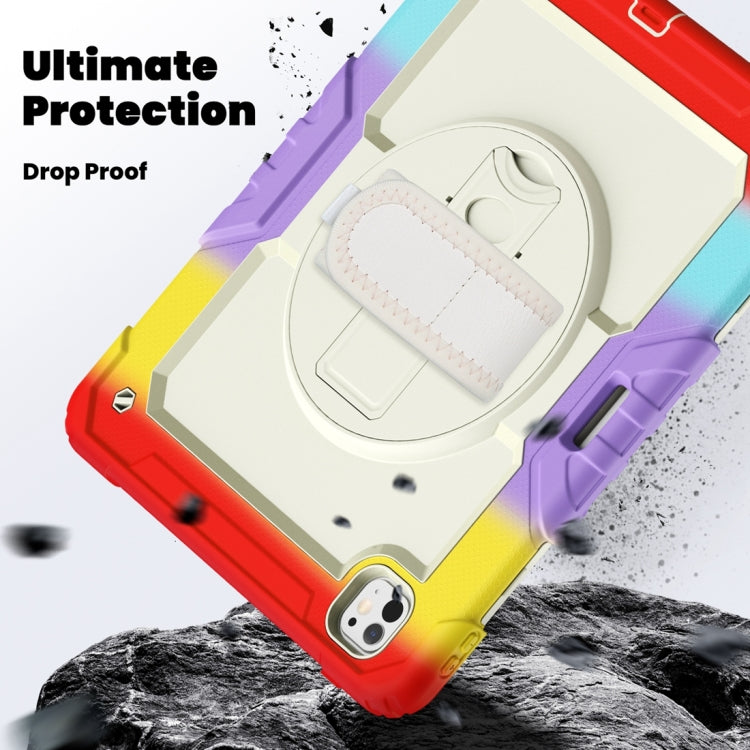 For iPad Pro 13 2024 Silicone Hybrid PC Tablet Protective Case(Rainbow Red)