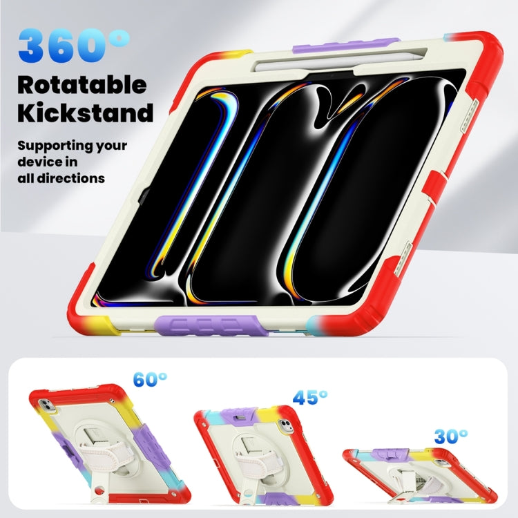 For iPad Pro 13 2024 Silicone Hybrid PC Tablet Protective Case(Rainbow Red)