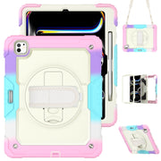 For iPad Pro 13 2024 Silicone Hybrid PC Tablet Protective Case(Rainbow Pink)