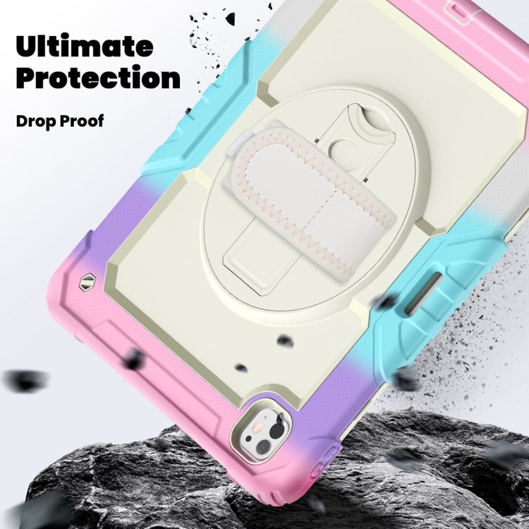 For iPad Pro 13 2024 Silicone Hybrid PC Tablet Protective Case(Rainbow Pink)