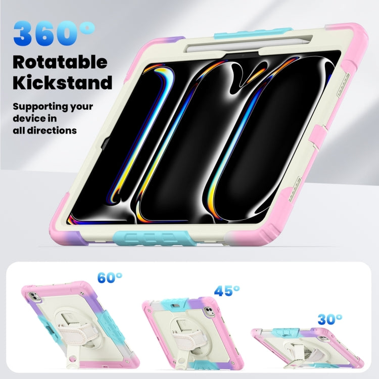 For iPad Pro 13 2024 Silicone Hybrid PC Tablet Protective Case(Rainbow Pink)