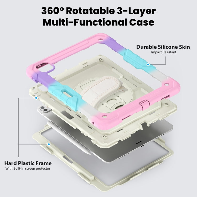 For iPad Pro 13 2024 Silicone Hybrid PC Tablet Protective Case(Rainbow Pink)