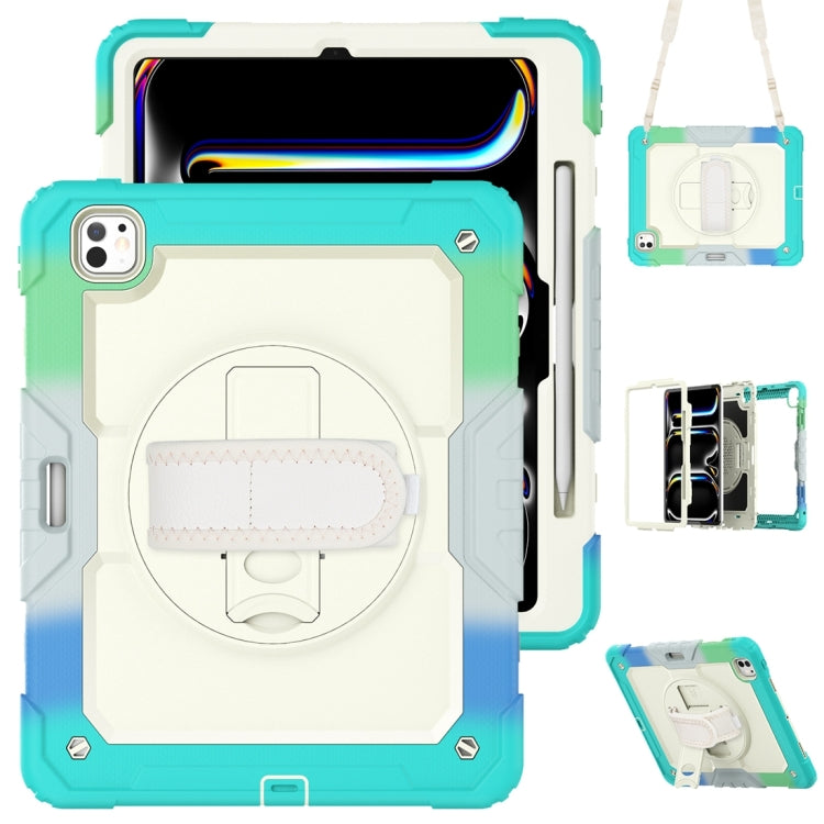 For iPad Pro 13 2024 Silicone Hybrid PC Tablet Protective Case(Rainbow Blue)