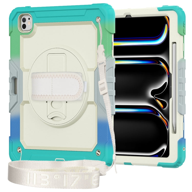For iPad Pro 13 2024 Silicone Hybrid PC Tablet Protective Case(Rainbow Blue)