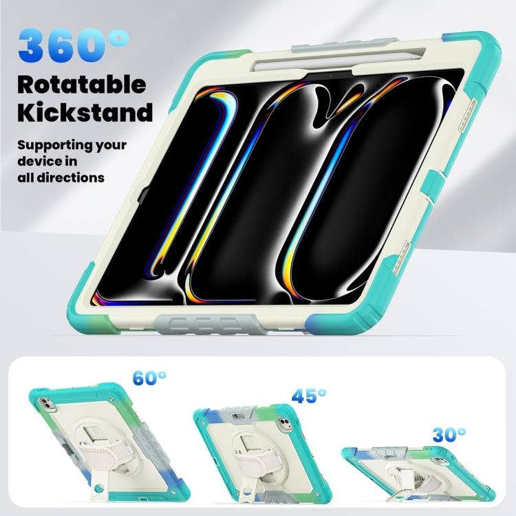 For iPad Pro 13 2024 Silicone Hybrid PC Tablet Protective Case(Rainbow Blue)