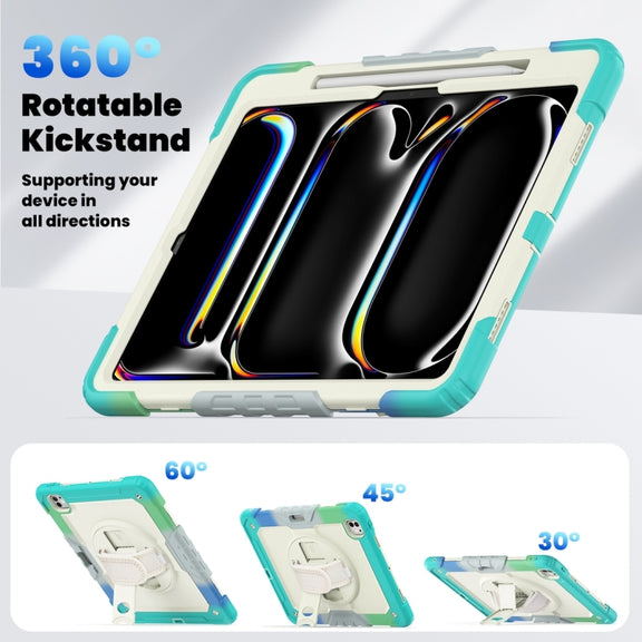 For iPad Pro 13 2024 Silicone Hybrid PC Tablet Protective Case(Rainbow Blue)