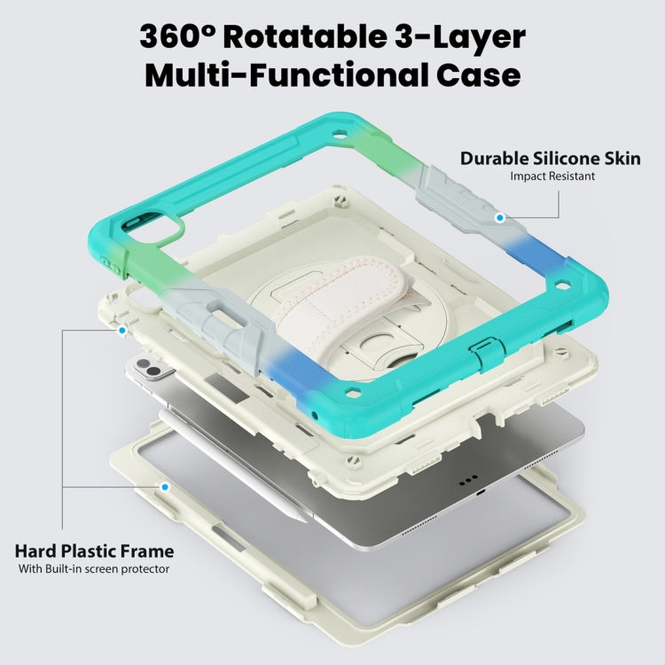 For iPad Pro 13 2024 Silicone Hybrid PC Tablet Protective Case(Rainbow Blue)