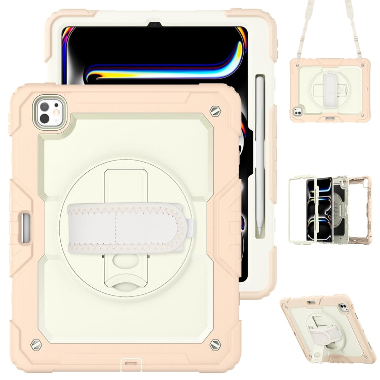 For iPad Pro 13 2024 Silicone Hybrid PC Tablet Protective Case(Cream+Rose Gold)