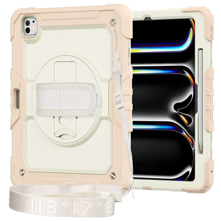 For iPad Pro 13 2024 Silicone Hybrid PC Tablet Protective Case(Cream+Rose Gold)