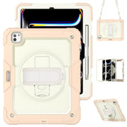 For iPad Pro 13 2024 Silicone Hybrid PC Tablet Protective Case(Cream+Rose Gold)