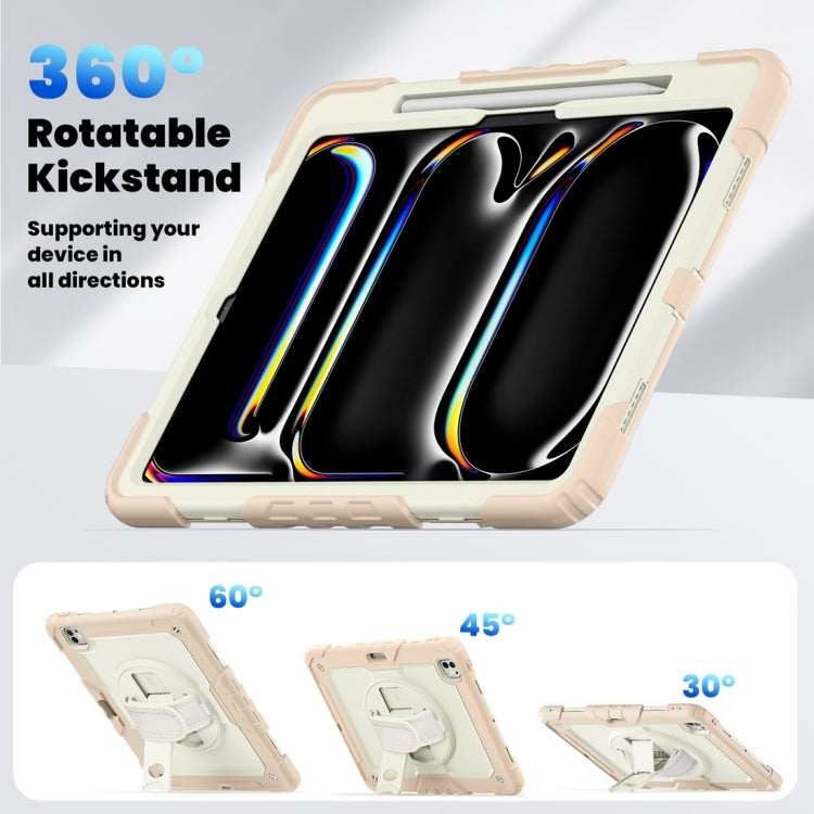 For iPad Pro 13 2024 Silicone Hybrid PC Tablet Protective Case(Cream+Rose Gold)