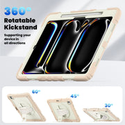 For iPad Pro 13 2024 Silicone Hybrid PC Tablet Protective Case(Cream+Rose Gold)