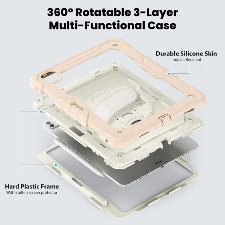 For iPad Pro 13 2024 Silicone Hybrid PC Tablet Protective Case(Cream+Rose Gold)