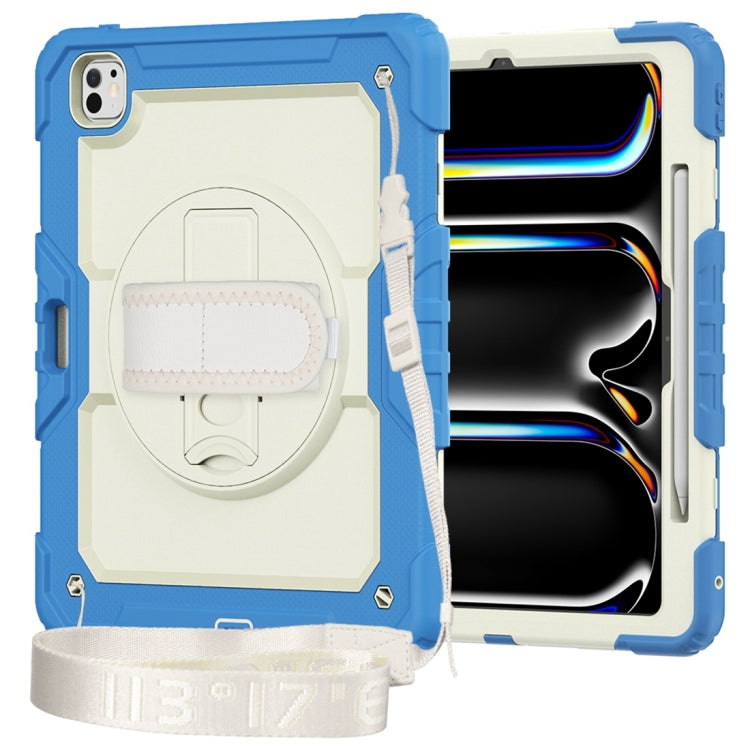 For iPad Pro 13 2024 Silicone + PC Tablet Protective Case(Cream+Navy Blue)