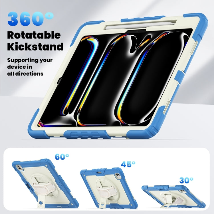 For iPad Pro 13 2024 Silicone + PC Tablet Protective Case(Cream+Navy Blue)
