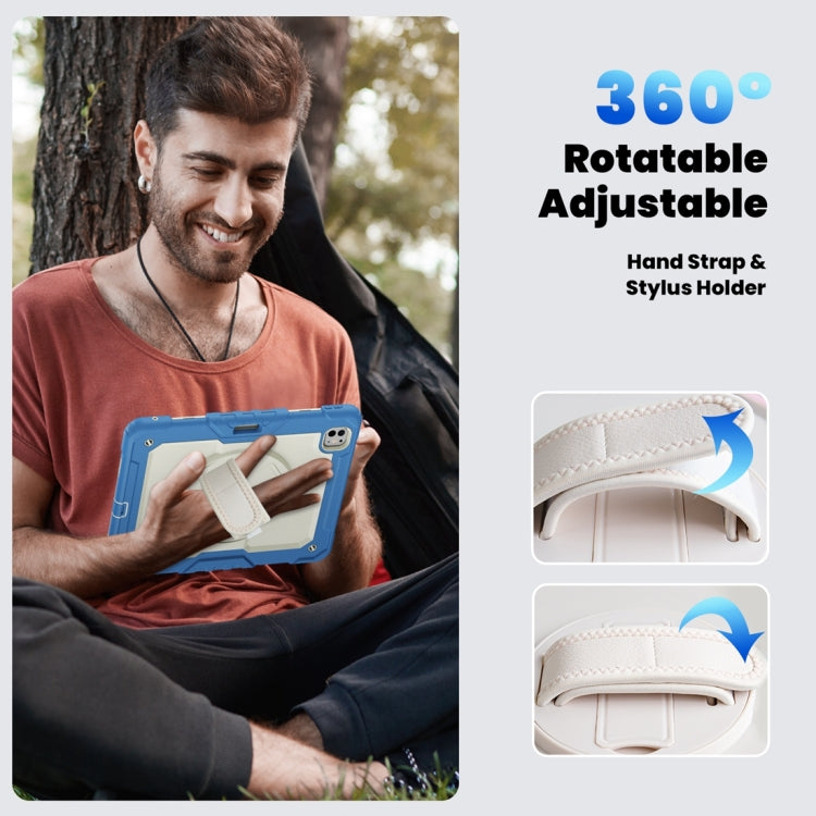 For iPad Pro 13 2024 Silicone + PC Tablet Protective Case(Cream+Navy Blue)