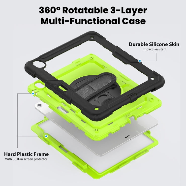 For iPad Air 13 2024 / Air 13 2025 Silicone Hybrid PC Tablet Protective Case(Yellow Green+Black)