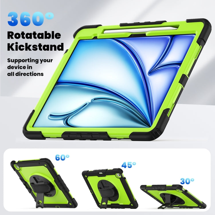 For iPad Air 13 2024 / Air 13 2025 Silicone Hybrid PC Tablet Protective Case(Yellow Green+Black)