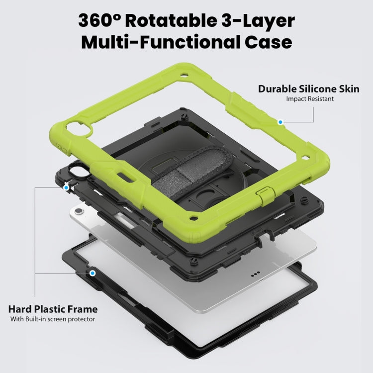 For iPad Air 13 2024 Silicone + PC Tablet Protective Case(Black+Yellow Green)