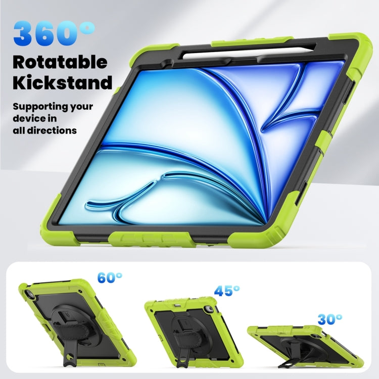 For iPad Air 13 2024 Silicone + PC Tablet Protective Case(Black+Yellow Green)
