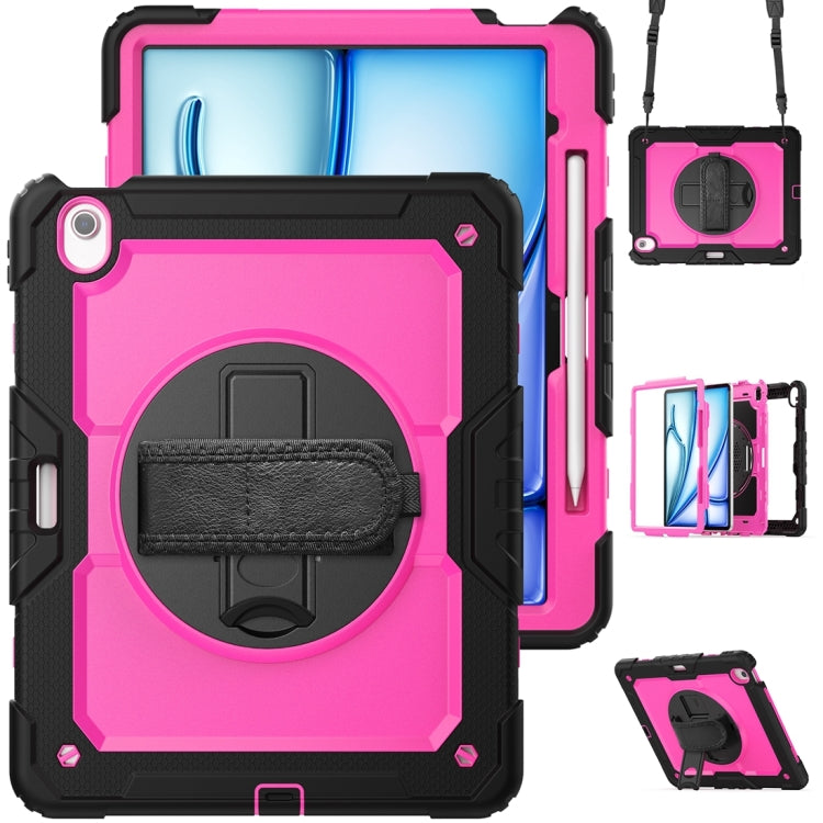 For iPad Air 13 2024 / Air 13 2025 Silicone Hybrid PC Tablet Protective Case(Rose Red+Black)