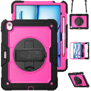 For iPad Air 13 2024 / Air 13 2025 Silicone Hybrid PC Tablet Protective Case(Rose Red+Black)