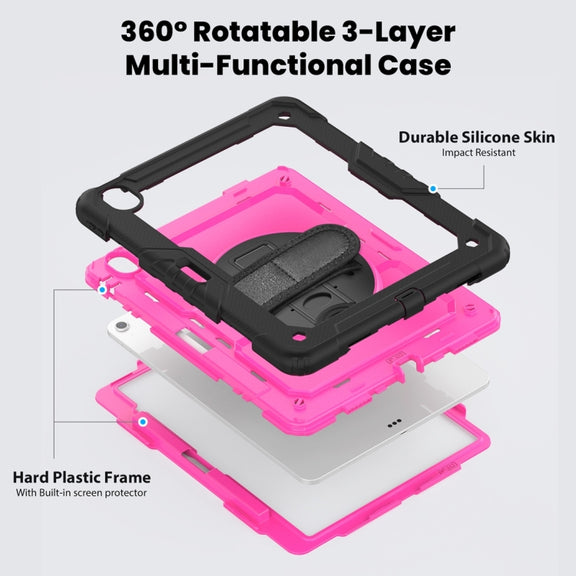For iPad Air 13 2024 / Air 13 2025 Silicone Hybrid PC Tablet Protective Case(Rose Red+Black)