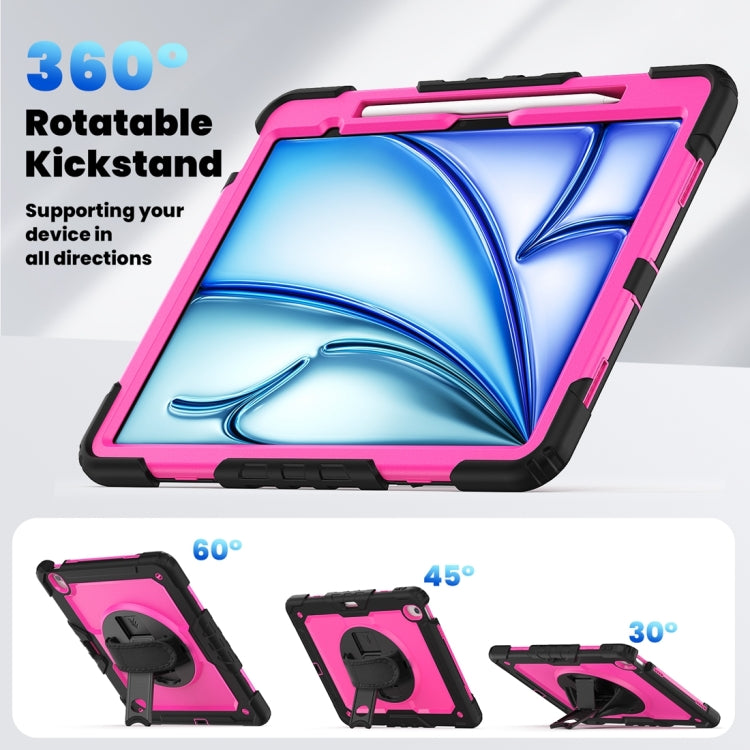 For iPad Air 13 2024 / Air 13 2025 Silicone Hybrid PC Tablet Protective Case(Rose Red+Black)