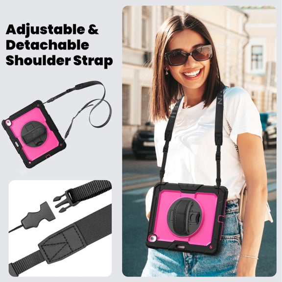 For iPad Air 13 2024 / Air 13 2025 Silicone Hybrid PC Tablet Protective Case(Rose Red+Black)