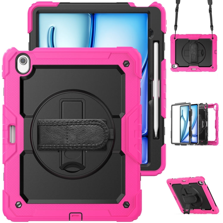 For iPad Air 13 2024 / Air 13 2025 Silicone Hybrid PC Tablet Protective Case(Black+Rose Red)