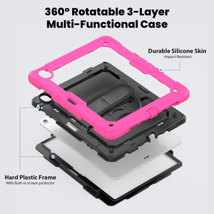 For iPad Air 13 2024 / Air 13 2025 Silicone Hybrid PC Tablet Protective Case(Black+Rose Red)
