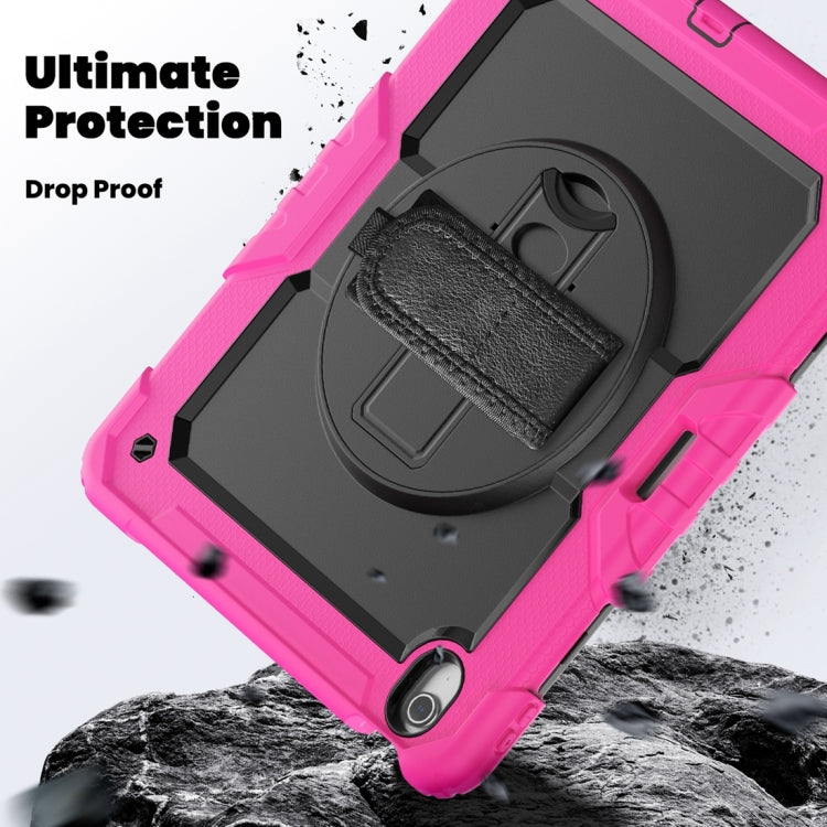 For iPad Air 13 2024 / Air 13 2025 Silicone Hybrid PC Tablet Protective Case(Black+Rose Red)