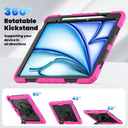 For iPad Air 13 2024 / Air 13 2025 Silicone Hybrid PC Tablet Protective Case(Black+Rose Red)