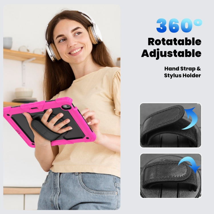 For iPad Air 13 2024 / Air 13 2025 Silicone Hybrid PC Tablet Protective Case(Black+Rose Red)