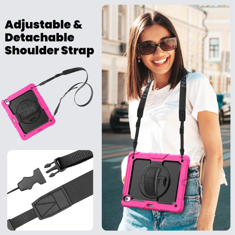For iPad Air 13 2024 / Air 13 2025 Silicone Hybrid PC Tablet Protective Case(Black+Rose Red)