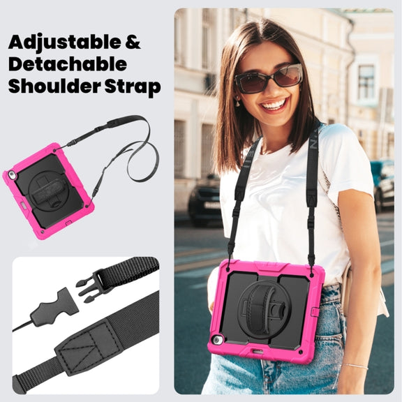 For iPad Air 13 2024 / Air 13 2025 Silicone Hybrid PC Tablet Protective Case(Black+Rose Red)