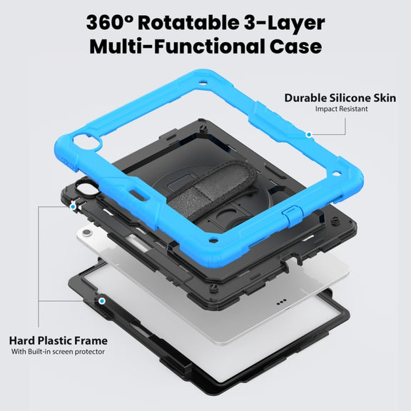 For iPad Air 13 2024 Silicone + PC Tablet Protective Case(Black+Light Blue)