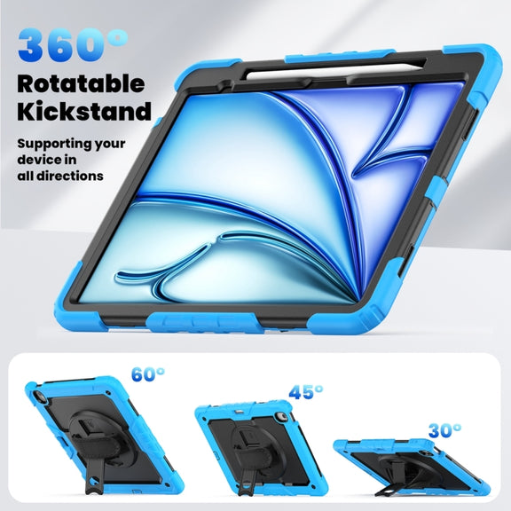 For iPad Air 13 2024 Silicone + PC Tablet Protective Case(Black+Light Blue)