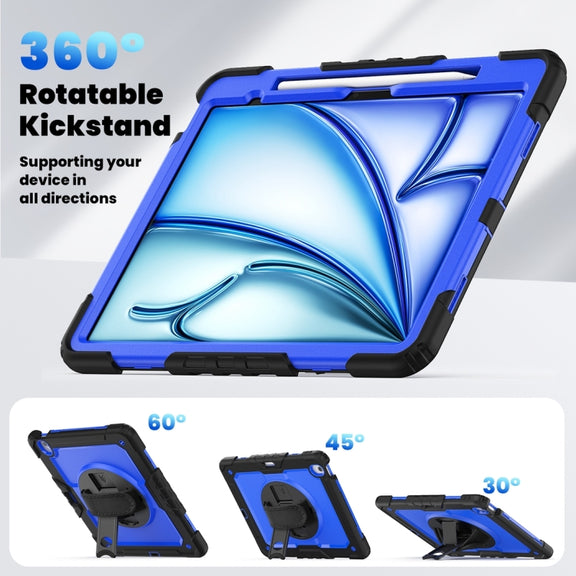 For iPad Air 13 2024 Silicone + PC Tablet Protective Case(Dark Blue+Black)