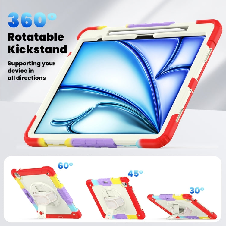 For iPad Air 13 2024 Silicone + PC Tablet Protective Case(Rainbow Red)
