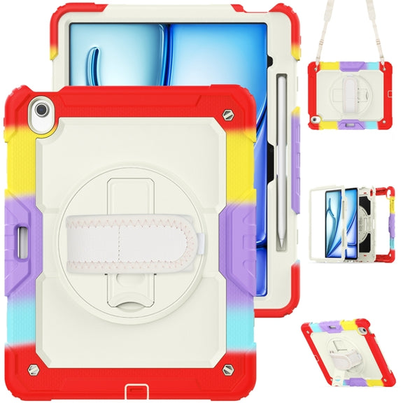 For iPad Air 13 2024 Silicone + PC Tablet Protective Case(Rainbow Red)
