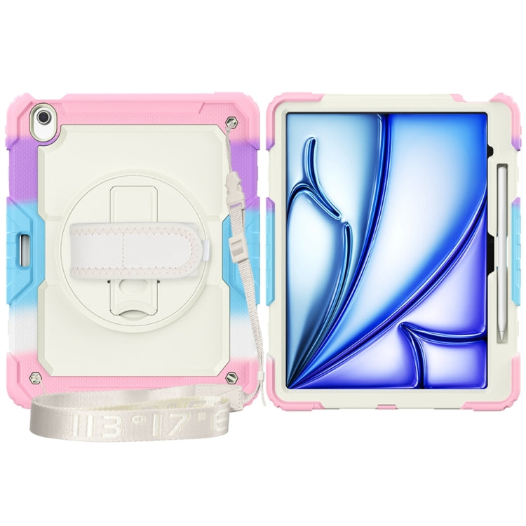 For iPad Air 13 2024 Silicone + PC Tablet Protective Case(Rainbow Pink)