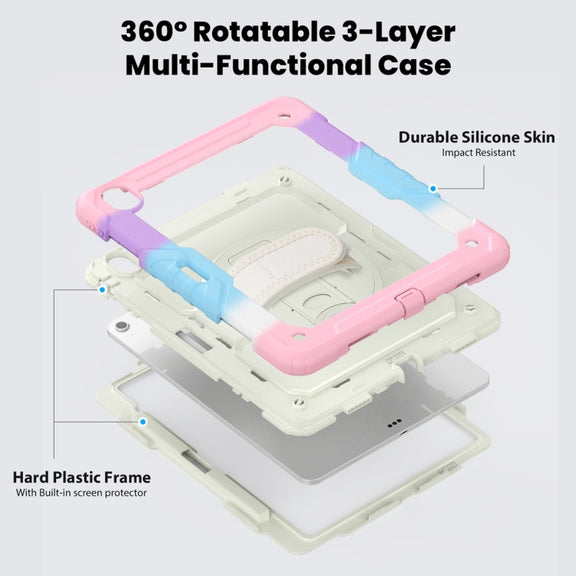 For iPad Air 13 2024 Silicone + PC Tablet Protective Case(Rainbow Pink)