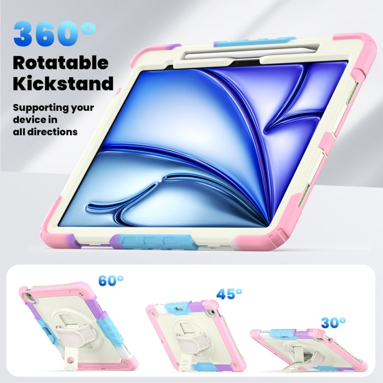 For iPad Air 13 2024 Silicone + PC Tablet Protective Case(Rainbow Pink)