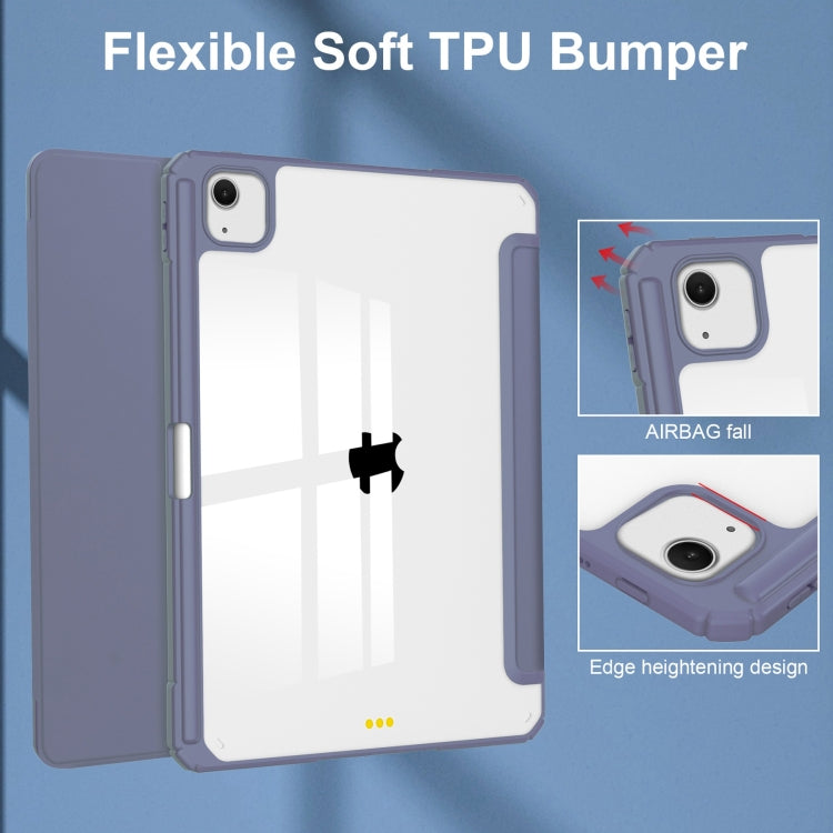 For iPad Air 13 2025 / 2024 Pure Color 3-fold Clear TPU Smart Leather Tablet Case(Lavender)