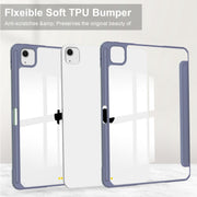 For iPad Air 13 2025 / 2024 Pure Color 3-fold Clear TPU Smart Leather Tablet Case(Lavender)