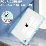 For iPad Pro 11 2024 Pure Color 3-fold Clear TPU Smart Leather Tablet Case(Sky Blue)
