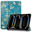 For iPad Pro 11 2024 Custer Painted 3-Fold Holder Smart Leather Tablet Case(Apricot Blossom) - iPad Pro 11 2024 Cases by PMC TechLife | Online Shopping South Africa | PMC TechLife | Buy Now Pay Later Mobicred