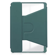 For iPad Pro 11 2024 Transparent Rotation Smart Leather Tablet Case with Keyboard(Dark Green)