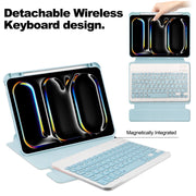 For iPad Pro 11 2024 Transparent Rotation Smart Leather Tablet Case with Keyboard(Sky Blue)